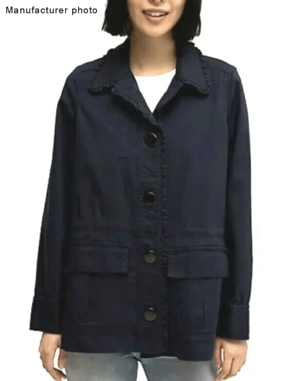 Kate Spade Broome Street Navy Utility Ruffle Chore Jacket XS